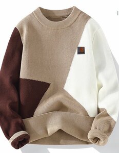 CARHARTT カーハート ニット セーターコットン 柔らかい 長袖 厚手 ホワイト ブラウン 中古 L JM A4