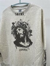 SAINT MICHAEL セントマイケル×河村康輔 ジーザススウェッ トグレー メンズパーカー ストリートウェア 中古 L JM A1_画像2