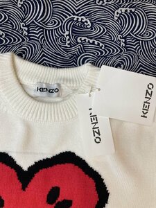 KENZO x Nigo Boke Flower Marino Wool Jumper ケンゾー ニゴー フラワーロゴ プリント パーカー ホワイト 人気 中古 L JC1