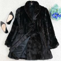 高級毛皮*美品★セーブルファー MG Sable Fur★美麗シルエット★リアルファーコート*ブラック ～SIZE11 L相当〜_画像1