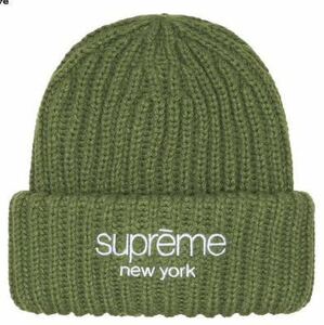 Supreme Classic Logo Chunky Ribbed Beanie Oliveシュプリーム クラシック ロゴ チャンキー リブド ビーニー オリーブ