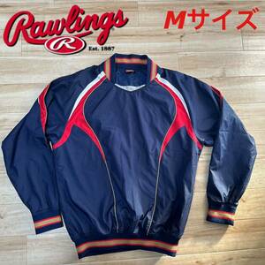 Mサイズ！Rawlings 野球 ナイロン ジャンパー ウェア ローリングス トレーニングウェア ウインドブレーカー ピステ Vジャン 厚手