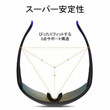 送料無料★Vanskee 偏光サングラス メンズ レディース スポーツサングラス UV400紫外線防御 (黒と青)_画像4