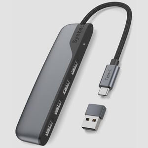 送料無料★シンテック USB C→USB ハブ 4ポート Type C→USB 3.0ハブ USB C→USBアダプター付き