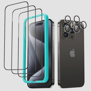 送料無料★ESR iPhone 15 Pro Max 保護フィルムセット強化ガラス 3 枚 独立型レンズフィルム 2セット