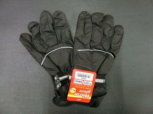 訳アリ 未使用 紳士用 Warm glove シンサレートポリエステルグローブ 黒 すべり止め 反射材 Thinsulate 管理No.39931