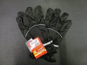 訳アリ 未使用 紳士用 Warm glove シンサレートポリエステルグローブ 黒 すべり止め 反射材 Thinsulate 管理No.39935