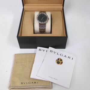 動作品 BVLGARI ブルガリ ブルガリブルガリ BB 33 SS AUTO 自動巻き 時計 黒文字盤 デイト メンズ 