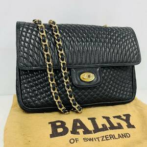 BALLY（バリー） チェーンショルダー バッグ 黒 ブラック レザー/ キルティング レディース N1204