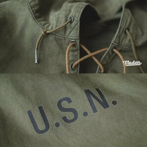 LRM256★復刻 米国 海軍 N-2作戦着 USN WW2 wet weather parka パーカー ワークジャケット デッドストック ワークウェア カーキ ミリタリーの画像6