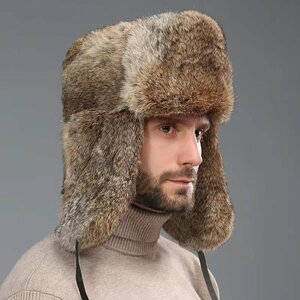 LRM141★新品暖か★ロシア人が被るようなめちゃ暖かいフワフワ帽子！ ロシア帽 パイロット 防寒帽 ウシャンカ 耳あて