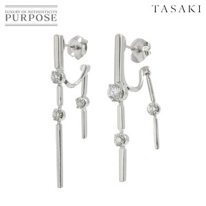 タサキ TASAKI ダイヤ 0.34ct/0.19ct ピアス K18 WG ホワイトゴールド 750 田崎真珠 アシンメトリー Earring Pierced 90205669