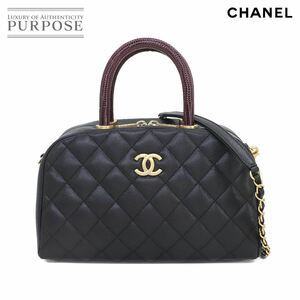 未使用 展示品 シャネル CHANEL トップハンドル マトラッセ ミニ ボストン ハンド ショルダー バッグ キャビアスキン リザード 90216680