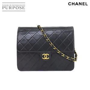 新品同様 シャネル CHANEL マトラッセ チェーン ショルダー バッグ レザー ブラック ゴールド 金具 プッシュロック 90215367