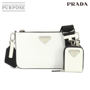 未使用 展示品 プラダ PRADA SPAZZOLATO ショルダー バッグ レザー ホワイト 2VH129 Shoulder Bag 90216352