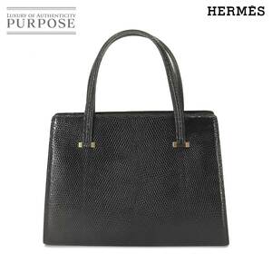 エルメス HERMES プルマン ハンド バッグ リザード ブラック T刻印 ゴールド 金具 ヴィンテージ Pullman Bag 90216568