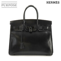 新品同様 エルメス HERMES バーキン35 ソーブラック ボックスカーフ ハンド バッグ □N刻印 ブラック 金具 Birkin 35 90218771_画像1