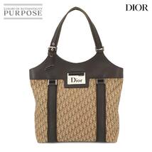 クリスチャン ディオール Christian Dior ストリートシック トロッター トート バッグ キャンバス レザー ブラウン ベージュ 90219291_画像1