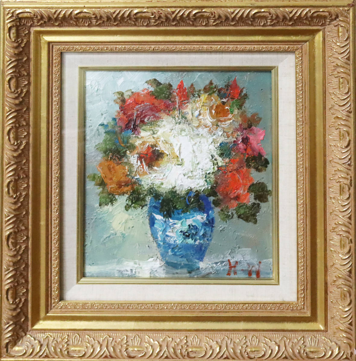 Hideki Watanabe Rose Oil Painting No. 3 Super Thick Paint Art Wave 72 Representative San Bijutsu Kai Member Hokokai Formed Authenticity Guaranteed D89, painting, oil painting, still life painting