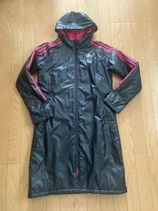 ★良品★adidas ベンチコート climaproof サイズM 黒×ピンク★