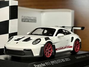 1/43 海外限定 ミニチャンプス ポルシェ 911 992 GT3RS ホワイト/レッド 1:43 Minichamps Porsche 911 992 GT3 RS 2023 white / red