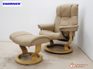 ◆展示品◆ Ekornes エコーネス メイフェア 本革 ストレスレスチェア＆オットマン Mサイズ 36万