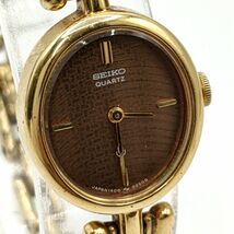 【電池切れ】SEIKO セイコー クォーツ 腕時計 ブラウン文字盤 オーバル ケースゴールド レディース 1400-5180_画像1