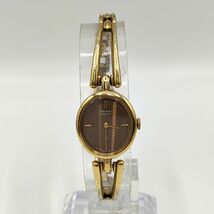 【電池切れ】SEIKO セイコー クォーツ 腕時計 ブラウン文字盤 オーバル ケースゴールド レディース 1400-5180_画像3