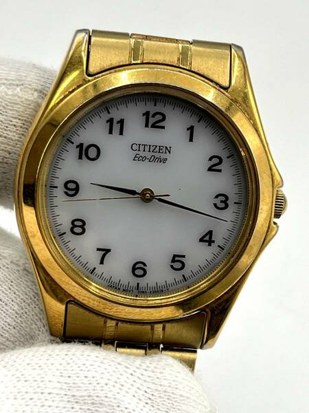 【不動】CITIZEN シチズン Eco-Drive エコドライブ ソーラー 腕時計 白文字盤 ケースゴールド ボーイズサイズ 5080-K11081