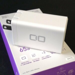 CIO GaN充電器 ホワイト USB PD 65W Type-C ACアダプター 3ポート USB PD3.0 USB-C 急速充電器 軽量 タイプC PPS【USED品】 02 04056