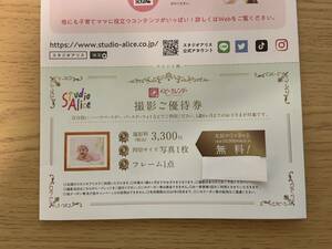 スタジオアリス　撮影ご優待券　※送料無料