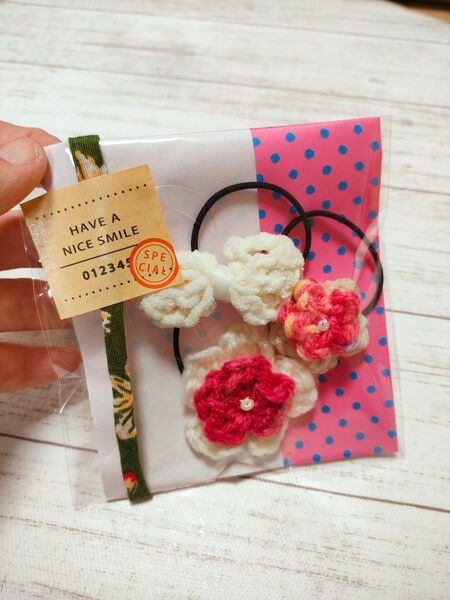 ハンドメイド ヘアゴム リボン ラッピング 誕生日 3個セット プチギフト レース 花