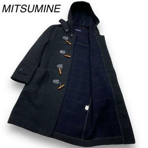 XL相当●Mitsumine ミツミネ●ダッフルコート ロングコート●ウール 羊毛 ダークグレー ロング メンズ ネイビー 秋冬 トグル