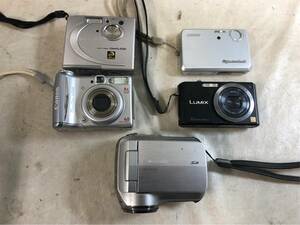 （132）デジタルカメラ 5台 まとめ売り SONY サイバーショット DSC-T3 Panasonic DMC-FX100 SDR-S100 FUJIFILM FinePix 4500 Canon PC1183