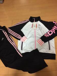  Adidas *160 size * woman jersey top and bottom * outer garment new goods * pants secondhand goods *