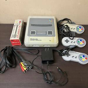 [12-8]Nintendo スーパーファミコン 本体 SHVC-001 コントローラー ステレオAVケーブル ACアダプタ レトロ 通電確認済み