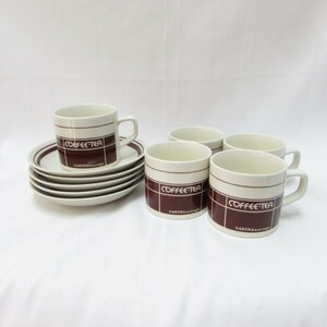 【1円～】AKURA Sun cups COFEE TEA コーヒー ティーカップ 5客セット マグ 食器 USED /2312D