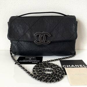 1円 CHANEL 2way チェーンショルダーバッグ ブラック ハンドバッグ シャネル ココ 黒 ショルダーバッグ チェーン 