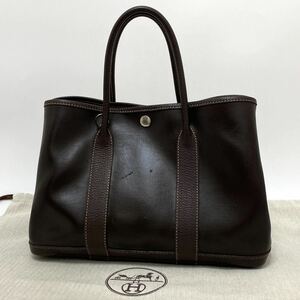 1円 エルメス ガーデンパーティ TPM アマゾニア ブラウン キャンバス トートバッグ HERMES ガーデンパーティー 茶