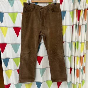 70's~Levi's519 burnt tea 42TALON zipper USA made corduroy pants big size W38