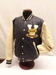 12A005 VAN Jacket スタジャン 表地/羊皮 クリーム/黒 サイズL 1点 古着 長期保管品