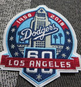 空球場60TH新品MLBロサンゼルス・ドジャース60周年記念 Los Angeles Dodgers 野球ベースボール刺繍ワッペン激渋USアメリカ◆メジャーリーグ