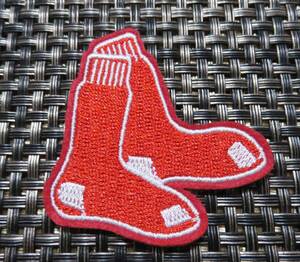 小型(S)赤靴下◆新品 RedSoxレッドソックス野球ベースボール刺繍ワッペン◎アメリカ スポーツ メジャーリーグ◆激渋■ 洋服・衣類・衣服DIY