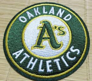 緑黄As■円型◆新品MLBオークランド・アスレチックス Oakland Athletics野球ベースボール刺繍ワッペン■メジャーリーグ◆アメリカ◆衣服DIY