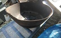 ◆◆　古民具　鉄鋳物製　囲炉裏鍋　直径約４６㌢_画像2