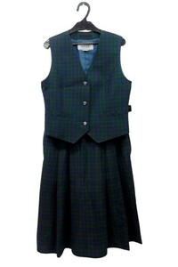 bw_1140 栃木県 宇都宮市立上河内中学 中間服 ベスト+吊りスカート 上下セット 女子制服