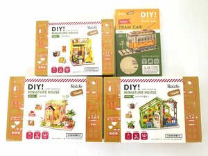 ★未開封★DIY！つくろう！ミニチュアハウス くまの本屋さん/くまの休日/くまの花屋さん/つくろう！3Dウッドパズル 計4点セット★【TY733】