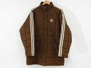 ★中古★adidas(アディダス) 90s ベンチコート ジャケット 万国旗タグ ブラウン サイズ:S★【AP093】