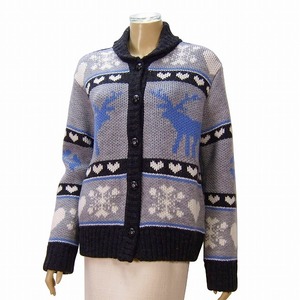 JK) as good as new * and Rav &LOVE* shop channel * Heart type × snow crystal * super . couch n knitted cardigan * large size *LL(13 number 42 2L