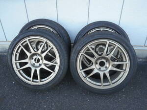 ディレッツァ DIREZZA RSC R.S.C 軽量アルミホイール 7J 17インチ+48 PCD100-5穴 良品 215/45R17 ヨコハマ BluEarth-GT 19年 バリ溝タイヤ